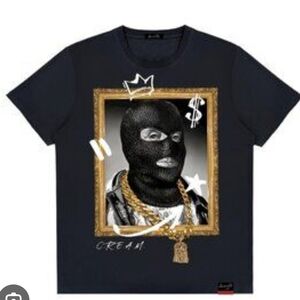 Designer Vintage  Bear The Beams Black Tee with Gold Graphic